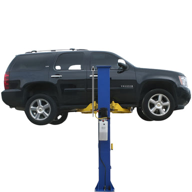 9OHSC 2-Post Lift + Lawn Mower Adapter Combo Side View