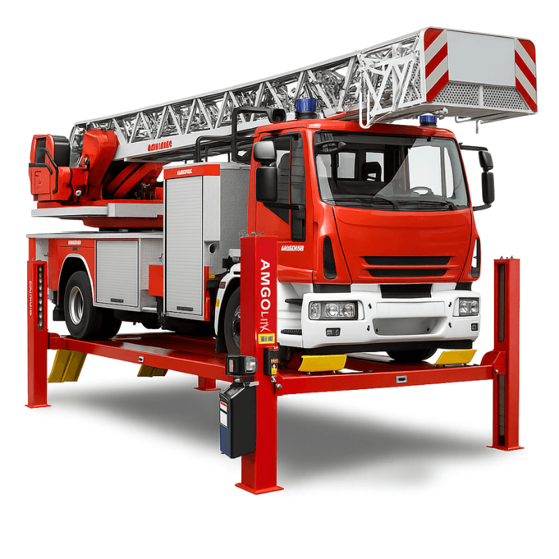 PRO-40, 4 Post Truck Lift by Amgo with Fire Truck View