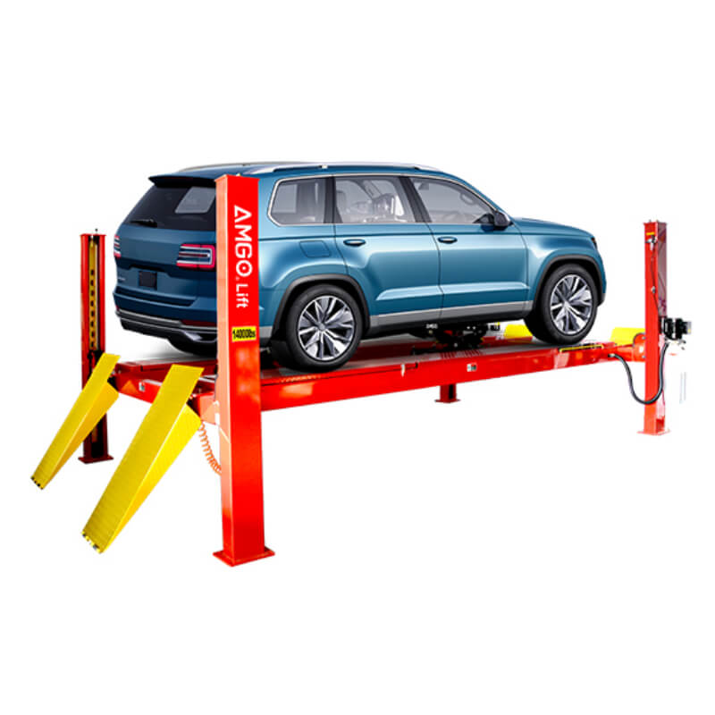 PRO-14AE, 7 Ton 4 Post Alignment Lift - Extra Long by Amgo Side View with Car