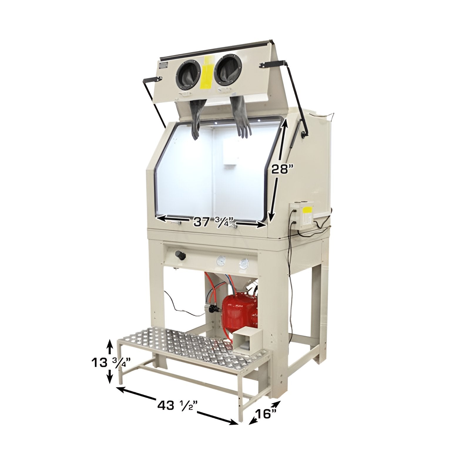 PSBC990 Pressurized Large Sandblast Cabinet w/ Vacuum Semi Front View