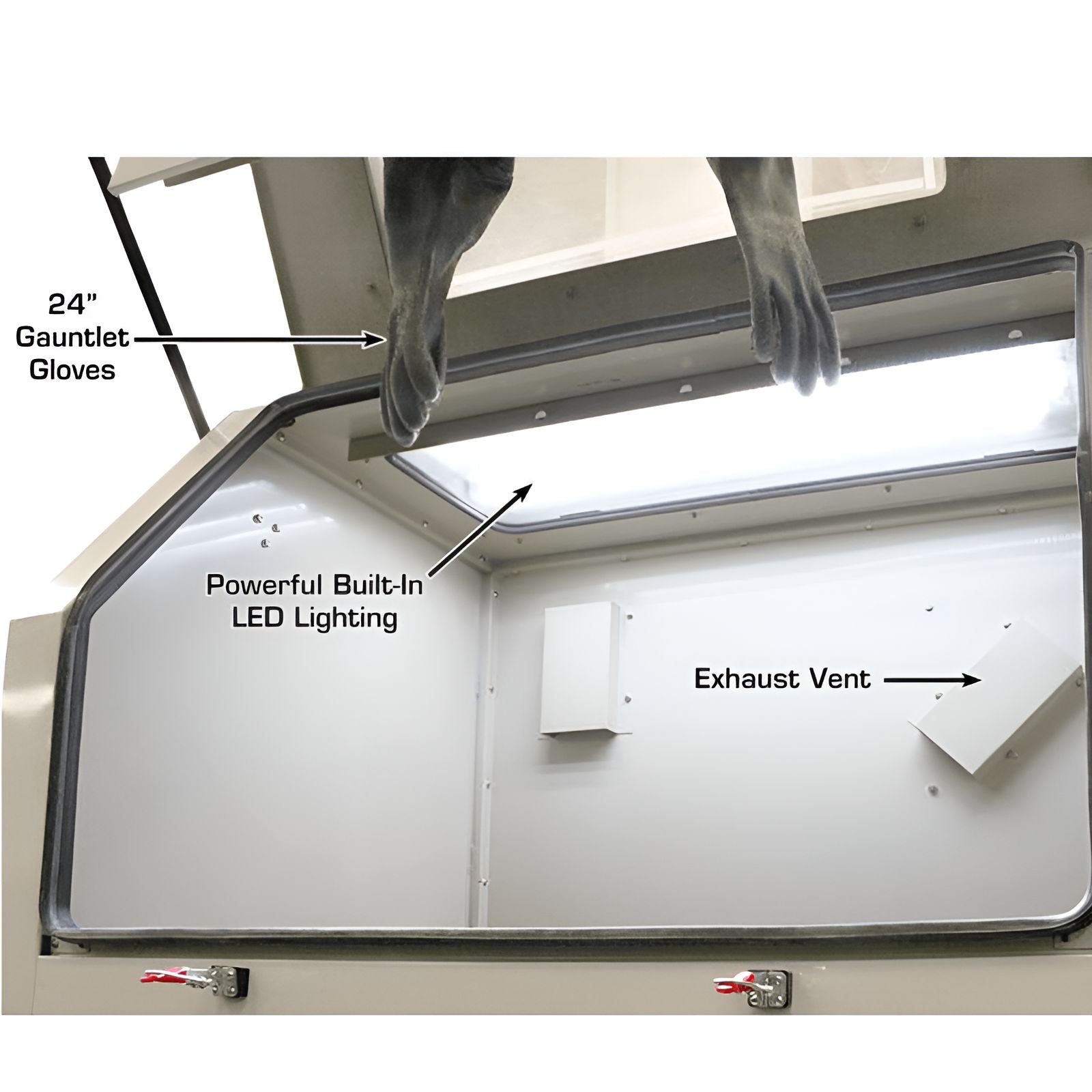 PSBC990 Pressurized Large Sandblast Cabinet w/ Vacuum Light View