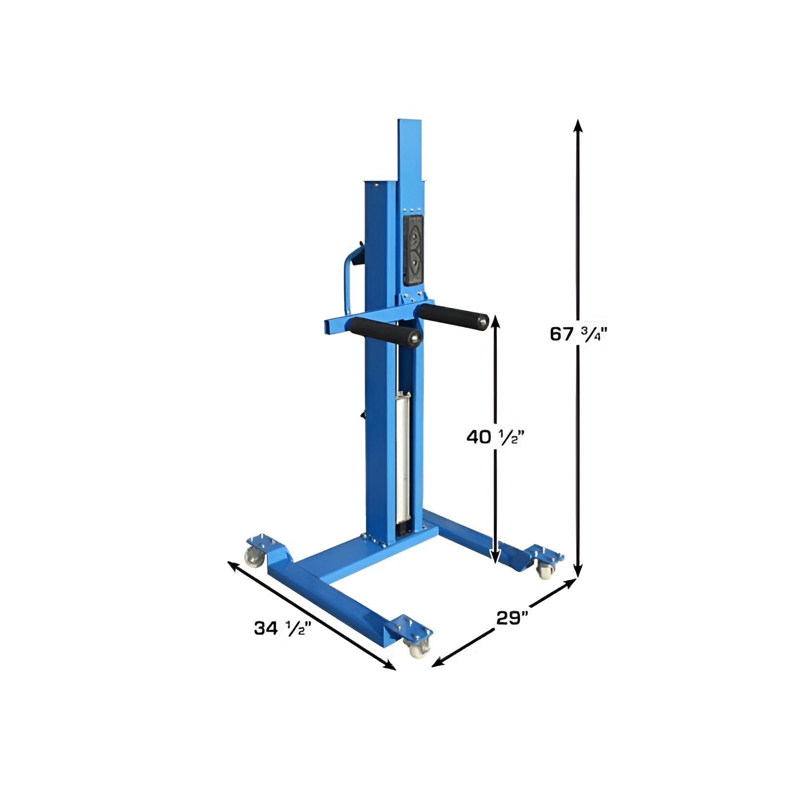 ATEATTC-AEZWL-2 Offset Pneumatic Portable Wheel Lift 180 lb. Capacity with Dimension No Wheel View