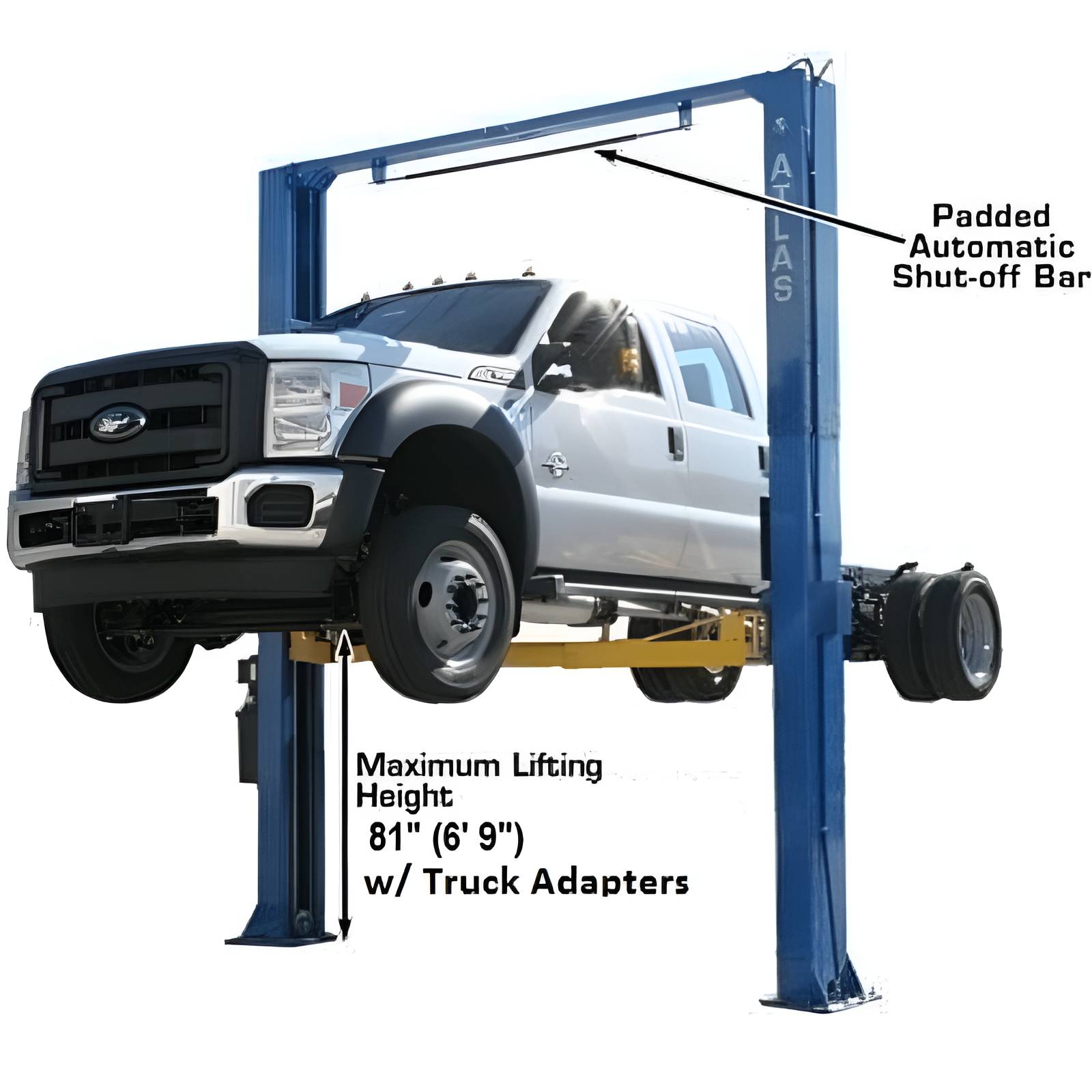 Atlas PV12PX 12,000 lb 2-Post Lift Side View