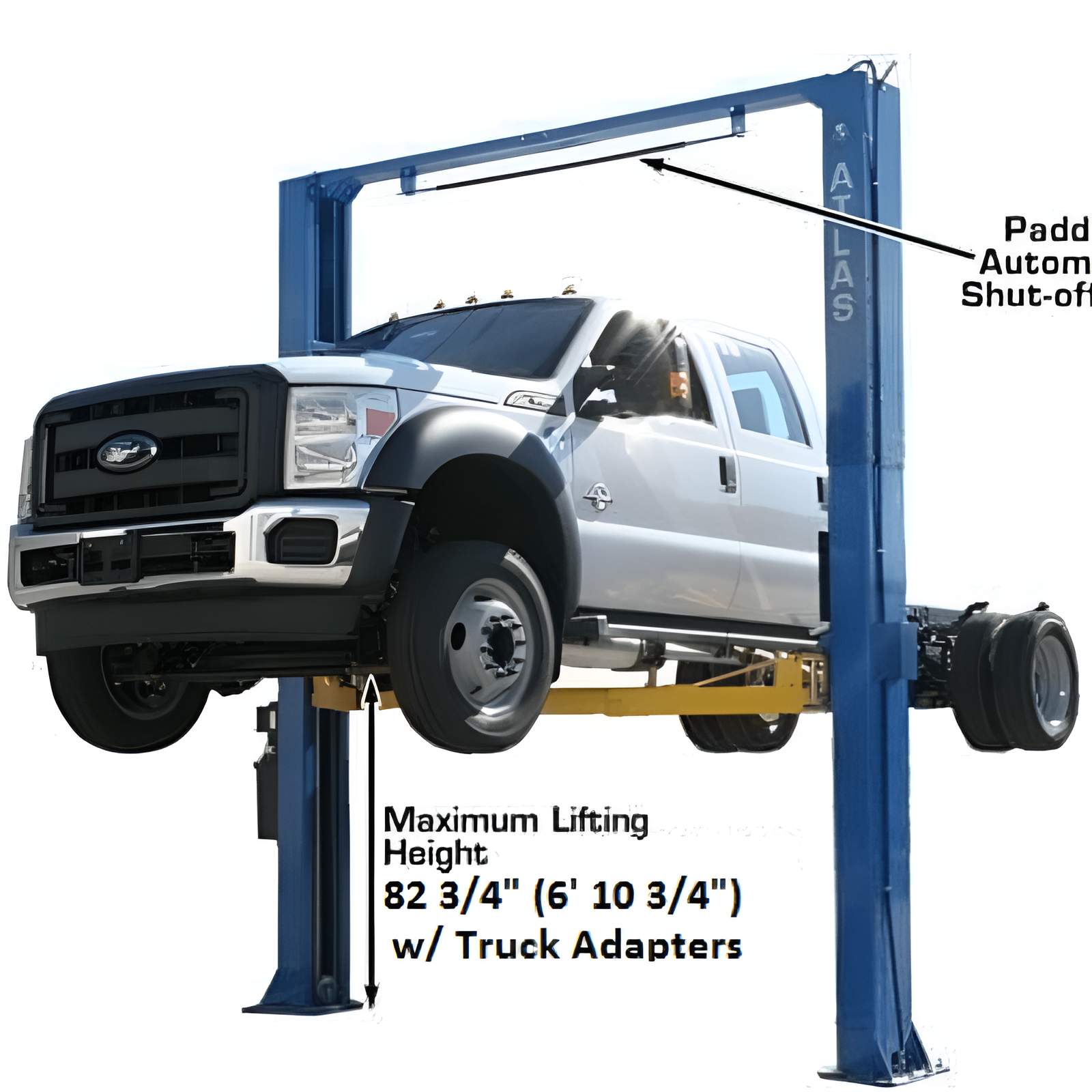 PV15PX 15,000lb Overhead 2 Post Lift by Left Side View with dimensions