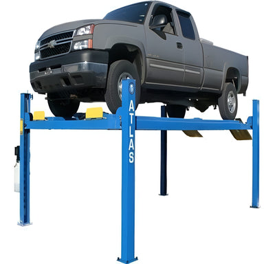 Atlas 412 Lift 12,000 lb - Commercial Side View with Car Lifting High