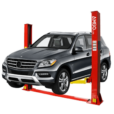 BP-9, 9000 lb 2 Post Car Lift by Amgo - Black Car Side View