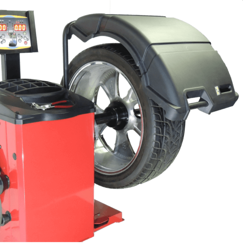 WB-CB66-VE Wheel Balancer by Tuxedo -Tire-Hood-Down-Side