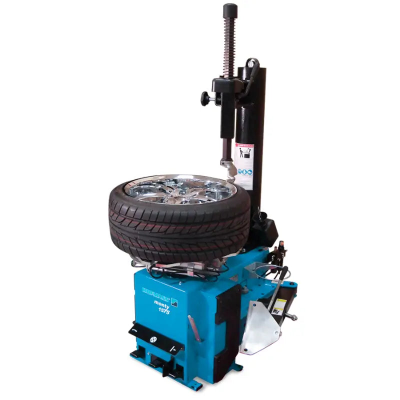 Monty 1575 Swing-Arm Tire Changer by Hofmann Front View with Tire