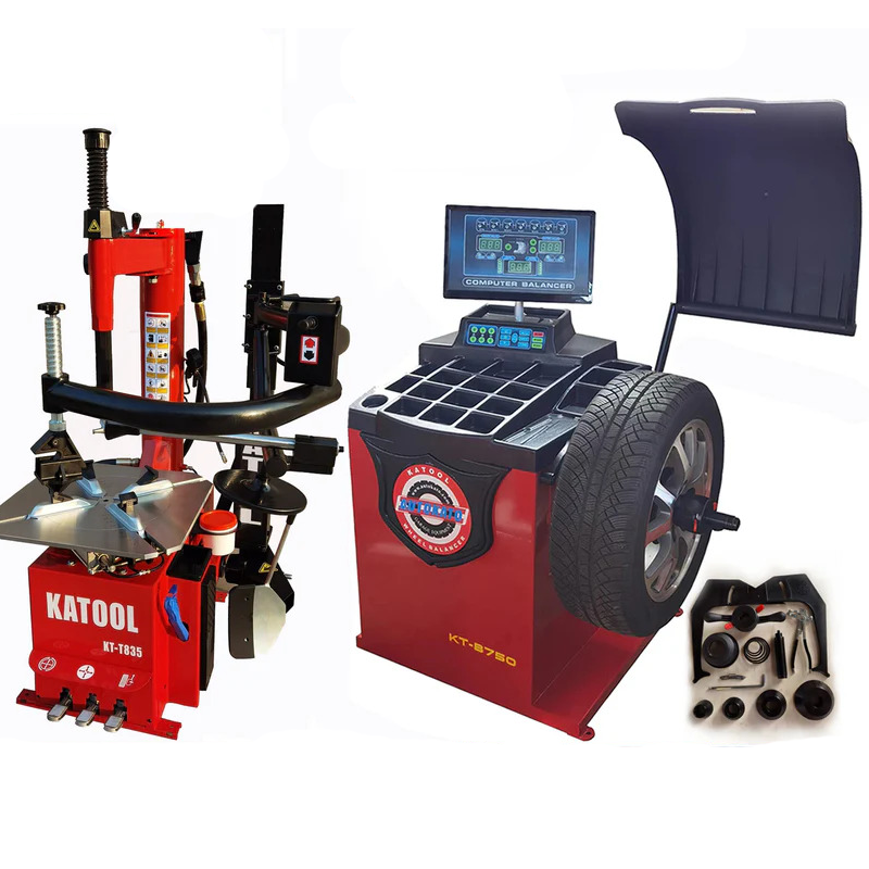 T835 Tire Changer and B750 Wheel Balancer by Katool - Front View