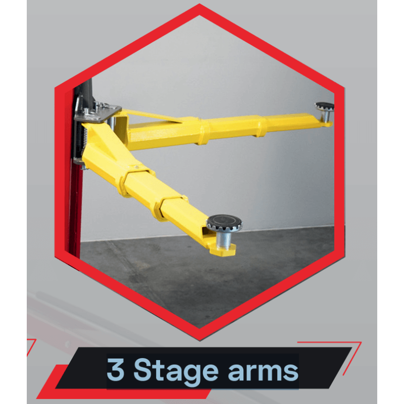 KB10 10000lbs Heavy Duty Automotive 2 Post Lift by Krebs 3 Stage Arm View