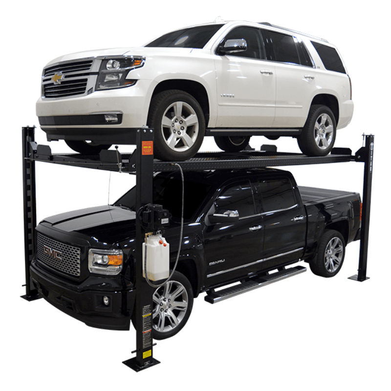 SDPL-8000XLT 4-Post Lift by Titan Side View with car