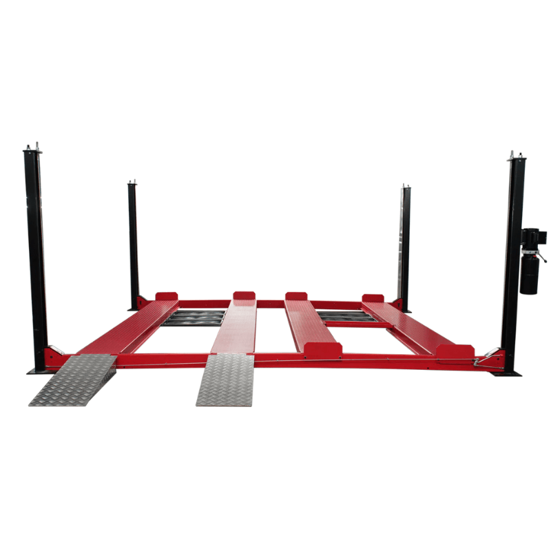 Triumph NSS9000, 9,000lb Double Wide Vehicle Storage Lift Front View with Ramp