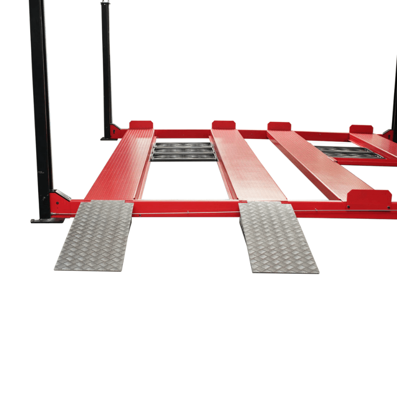 9,000lb Double Wide Vehicle Storage Lift NSS9000 Front View with Ramp