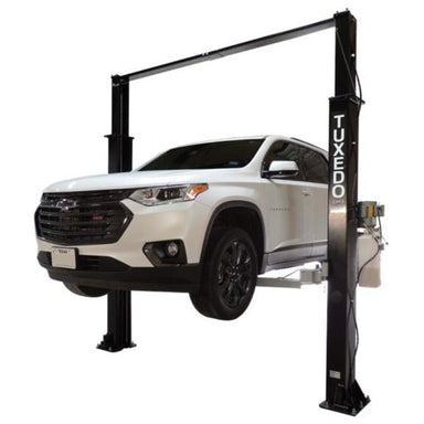 TP9KAC-TUX 2 Post Car Lift by Tuxedo - With Car lift white