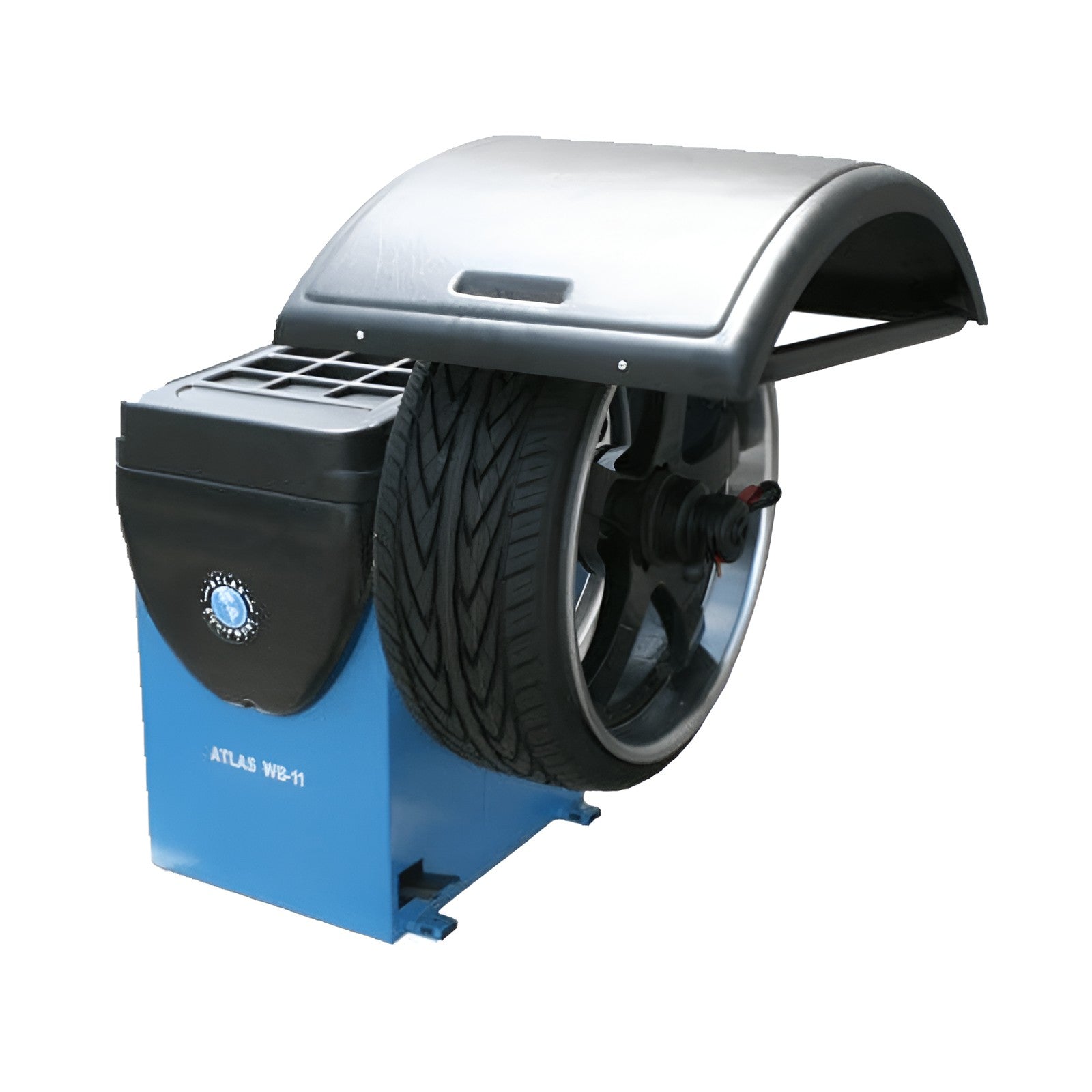 Atlas WB11 Wheel Balancer Side View with wheel