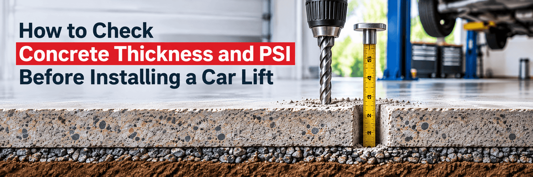 how to measure concrete thickness for a car lift installation