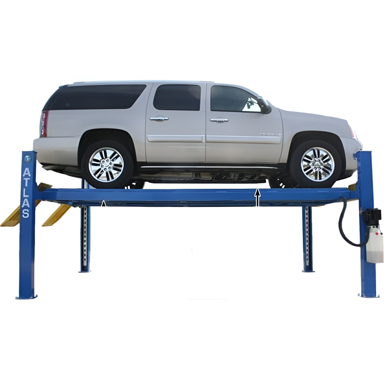 Full side View with Car Lifting - 412A 12,000 lb 4-Post Alignment Lift