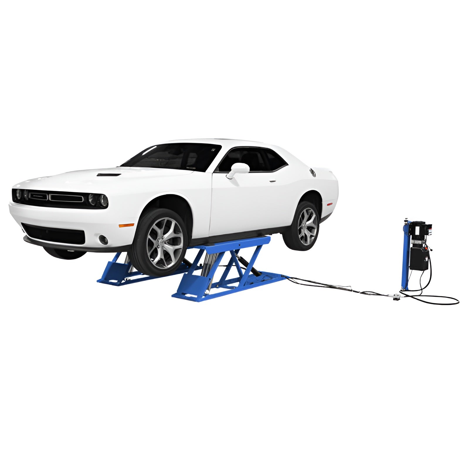 6PL 6,000lb Low Rise Scissor Lift - Open Center Side View with Panel