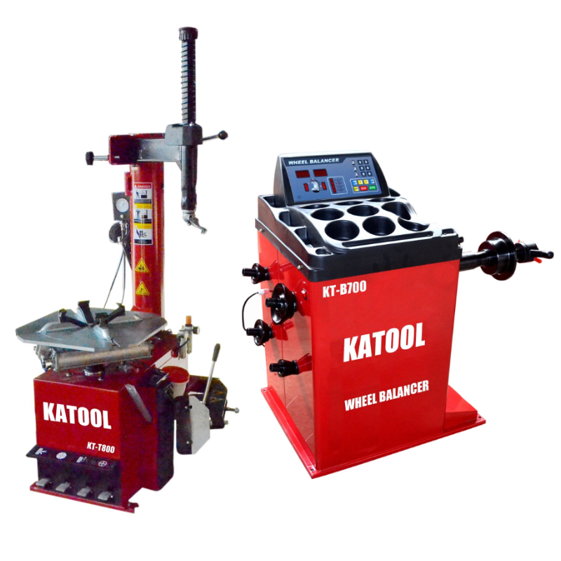 KT-T800 Tire Changer With KT-B700 Wheel Balancer Combo by Katool Side by Side View