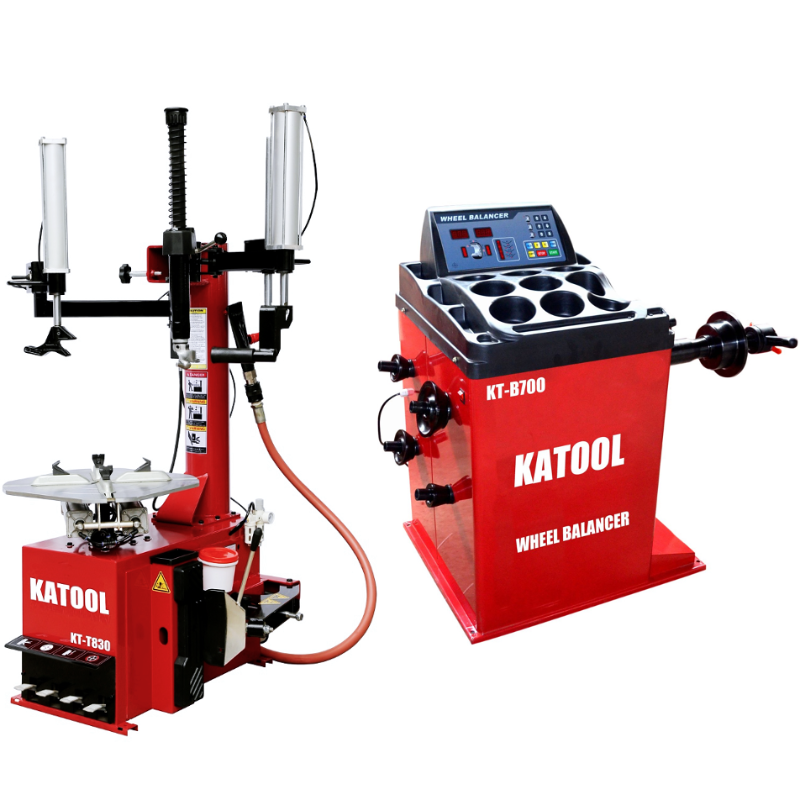 T830 Tire Changer and B700 Wheel Balancer by Katool - Front View