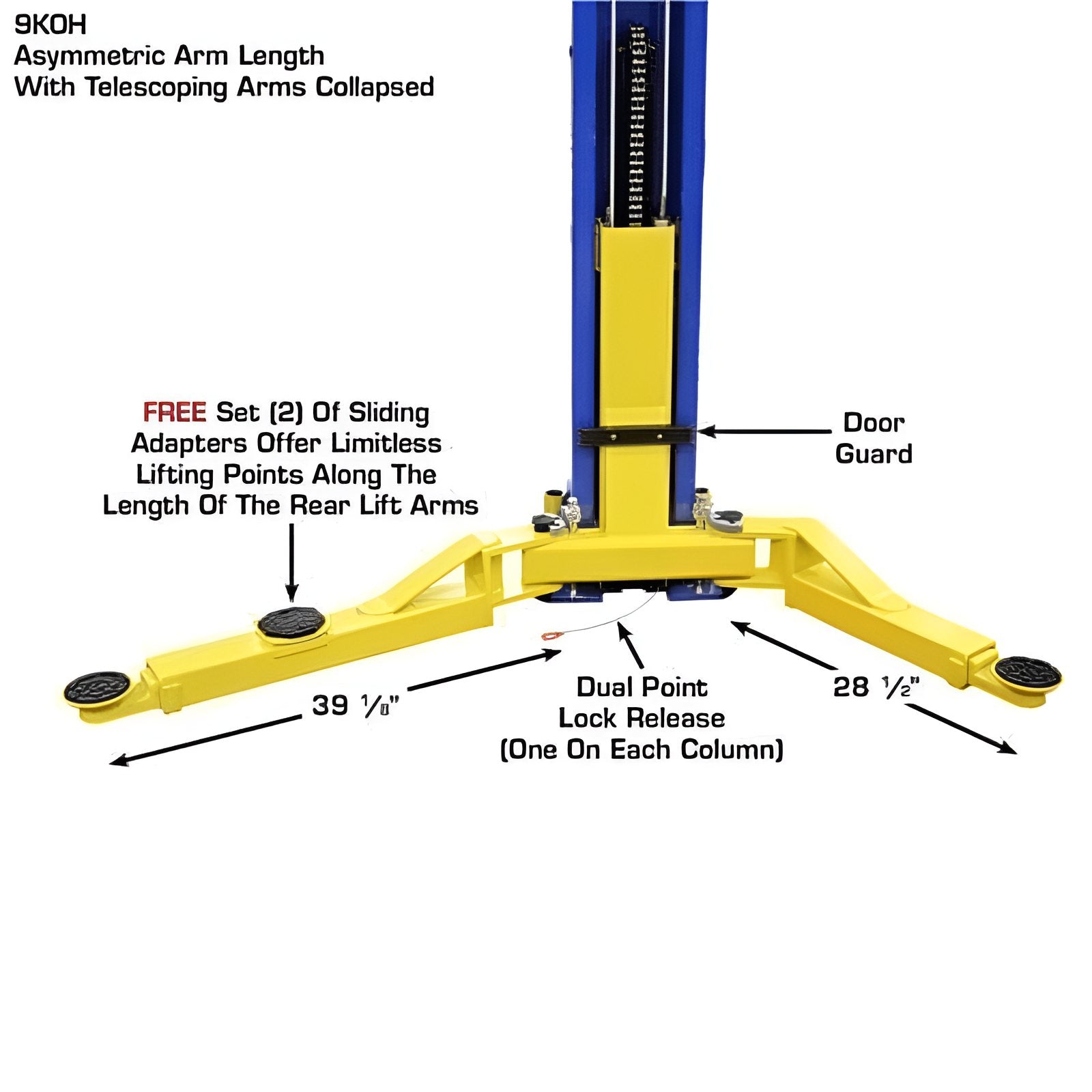 Atlas 9KOH 9,000 lb 2 Post Lift Arm Lower View