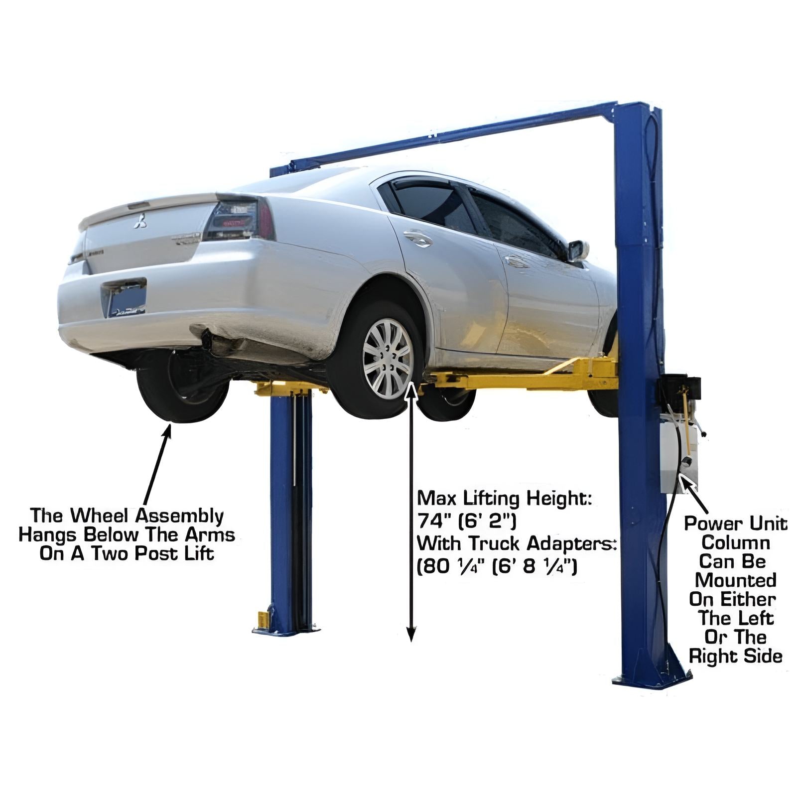 9KOH 9,000 lb 2 Post Lift Back View with the Panel Show