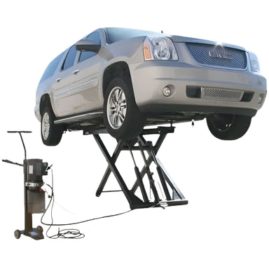 Atlas 6MR 6,000 lb Mid Rise Scissor Lift - Portable Semi Side View with Panel