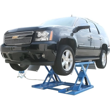 7K-KWIK-BAY 7,000 lbs Mid Rise Scissor Lift - Portable by Atlas Side View with Car