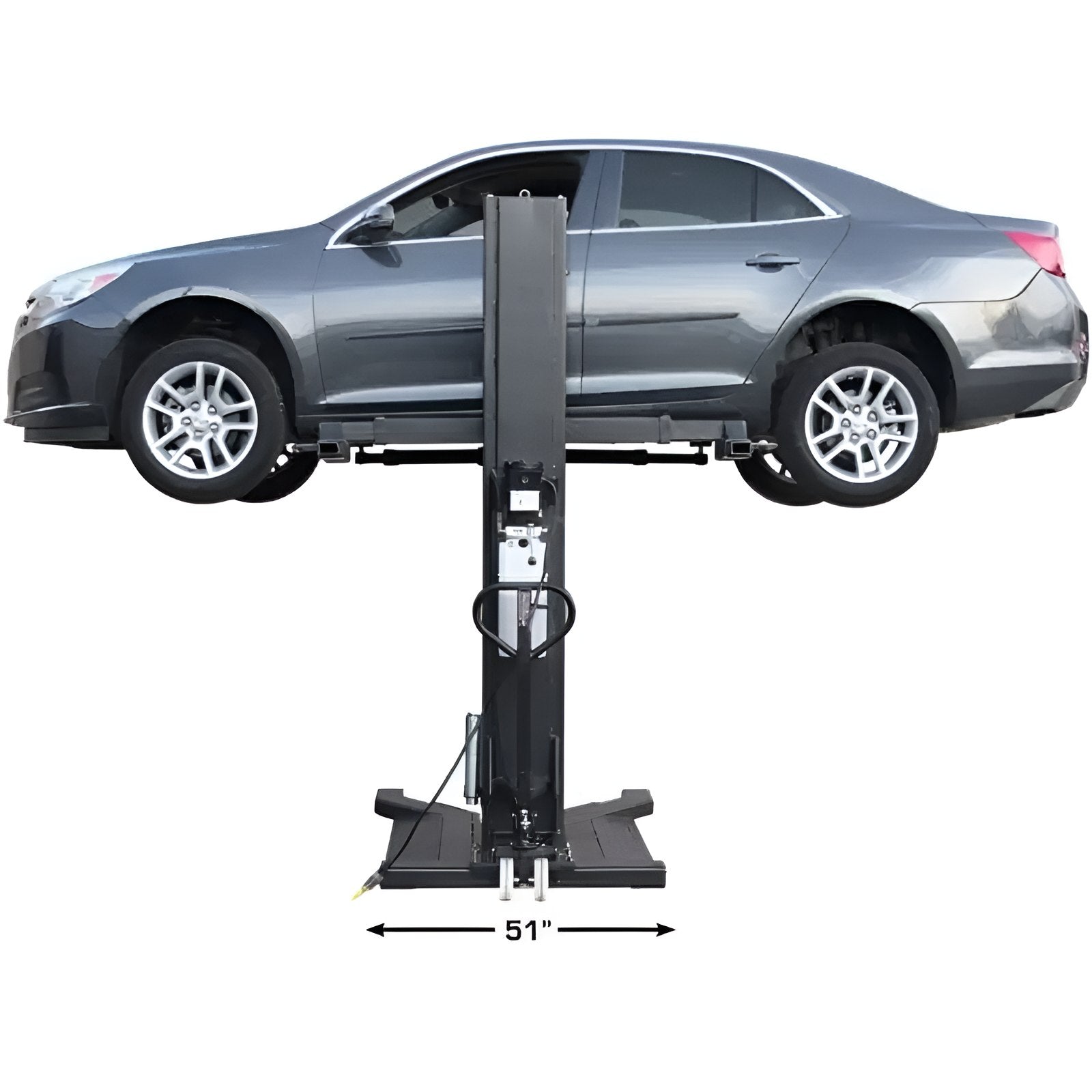 PSP-6000 6,000 lbs Portable Single Post Lift Full Side View with car