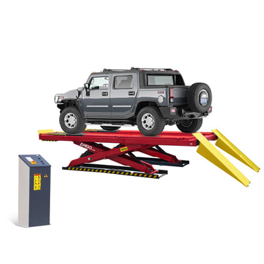 AX-16A, 8 Ton Alignment Scissor Lift by Amgo - Black Car Side View