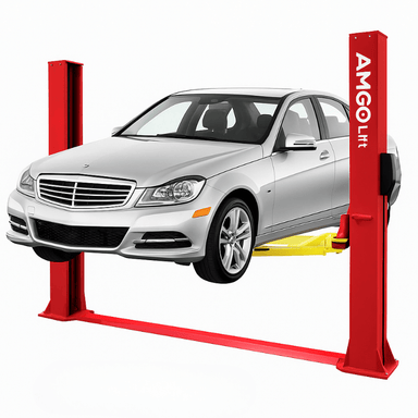 BP-10 10000lb 2 Post Car Lift Side View with Silver Car Lifting