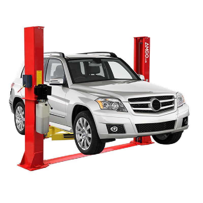 BP-12, 6 Ton 2 Post Car Lift By Amgo - White Car Side View