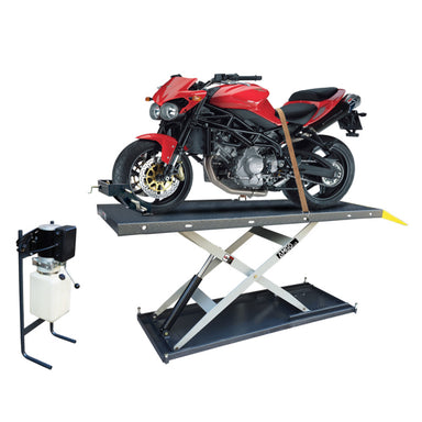 MC-1200, 1200lb Motor Cycle & ATV Lift by Amgo - Red Motor Cycle Side View
