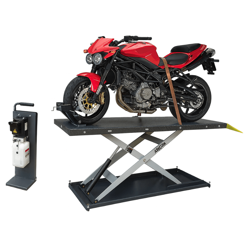 Amgo MC-1200P, Motor Cycle & ATV Lift - 1200lb; Pneumatic Pump Side View