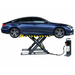 Amgo MRL07, 7,000lb Portable Mid-rise Scissors Lift Side View with Blue Car Lifting