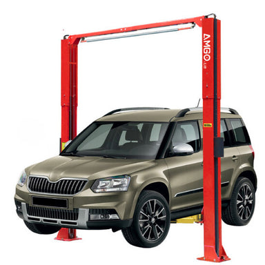 OH-9, 9000 lb 2 Post Car Lift by Amgo - With Car Side View
