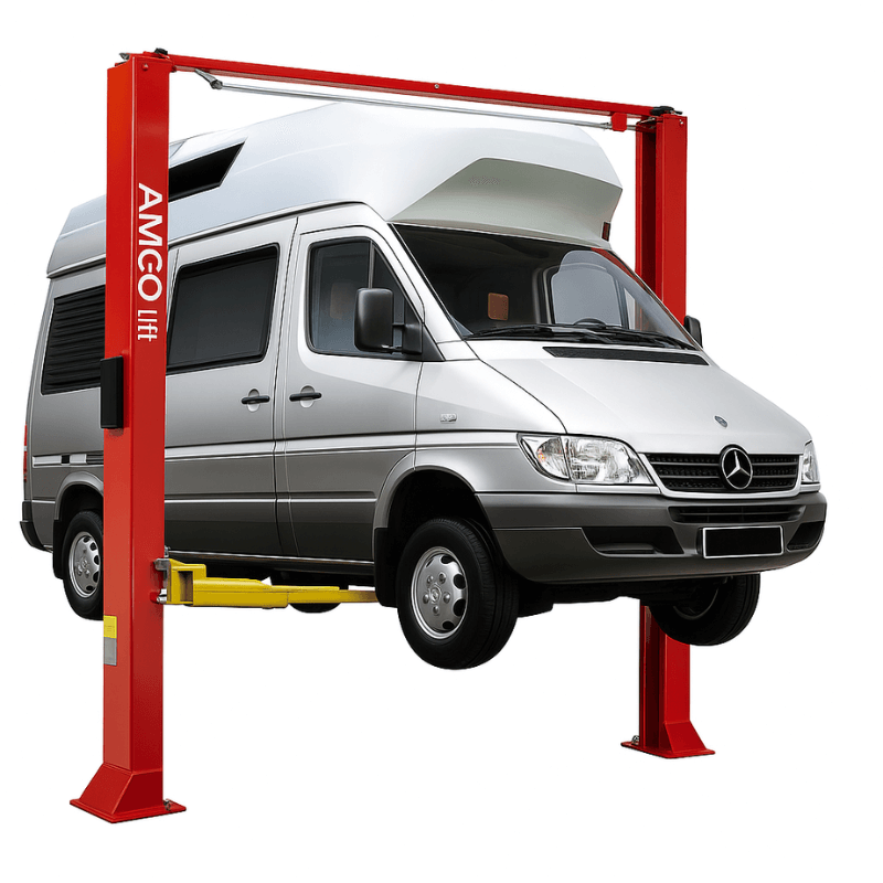 OHX-10 2 Post Car Lift side View with Car Lifting Mid