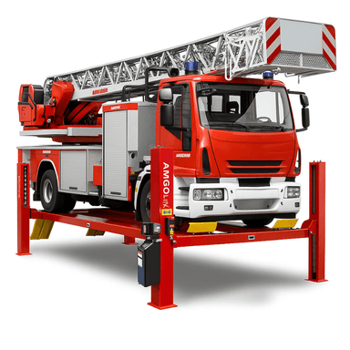 PRO-40, 4 Post Truck Lift by Amgo with Fire Truck View