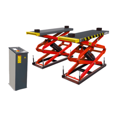 Amgo XL-8F 8,000-lb. Flush Mount Full Rise Scissors Lift Side View with Panel