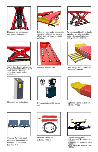 AX-12A, 6 Ton Alignment Scissor Lift by Amgo All Attachments View