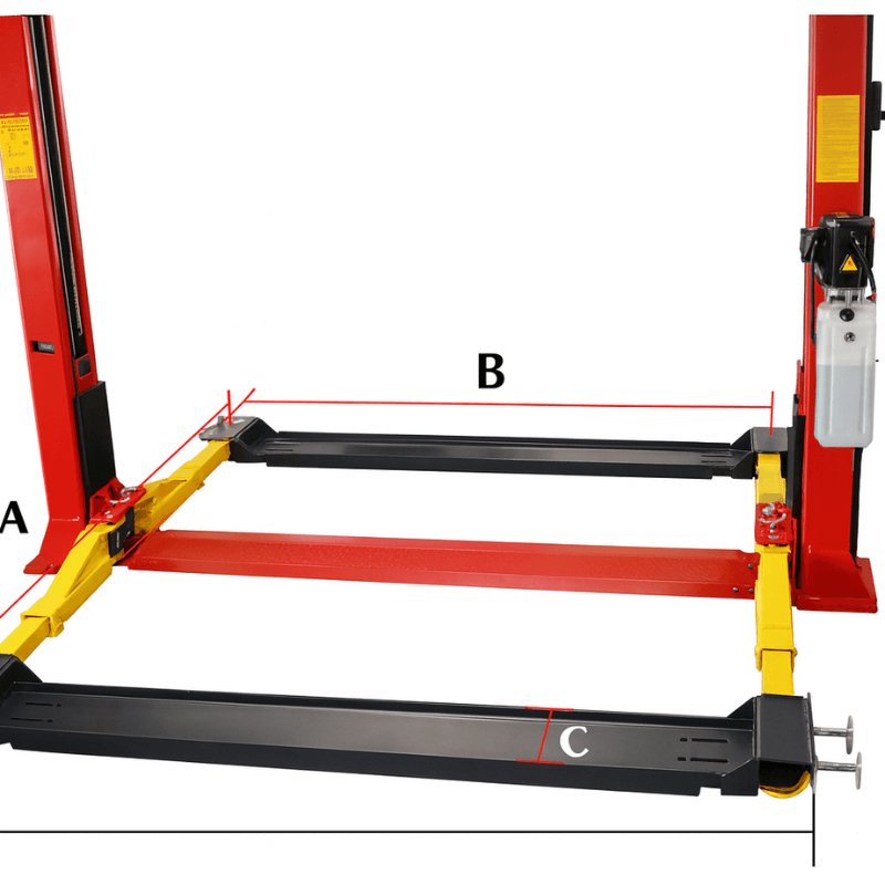 BP-10 10000lb 2 Post Car Lift - Symmetric by Amgo Front View