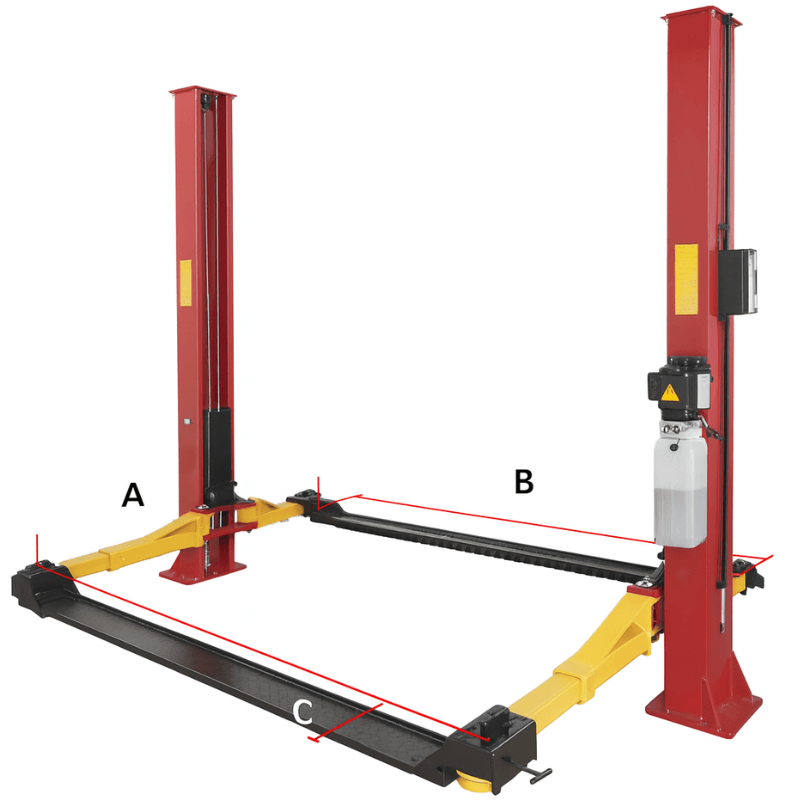 OH-9 2 Post Car Lift by Amgo Side View