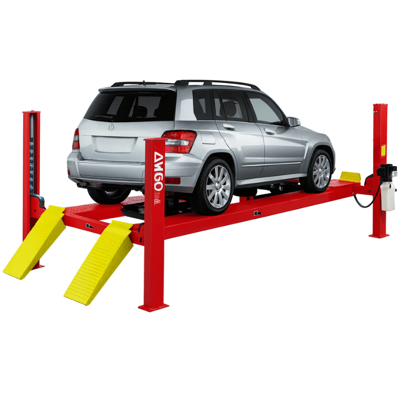 PRO-14, 4 Post Car Lift by Amgo side View with Car
