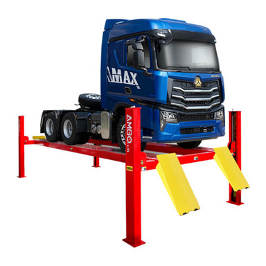 PRO-18, 9 Ton 4 Post Car Lift by Amgo Sideview with Truck 