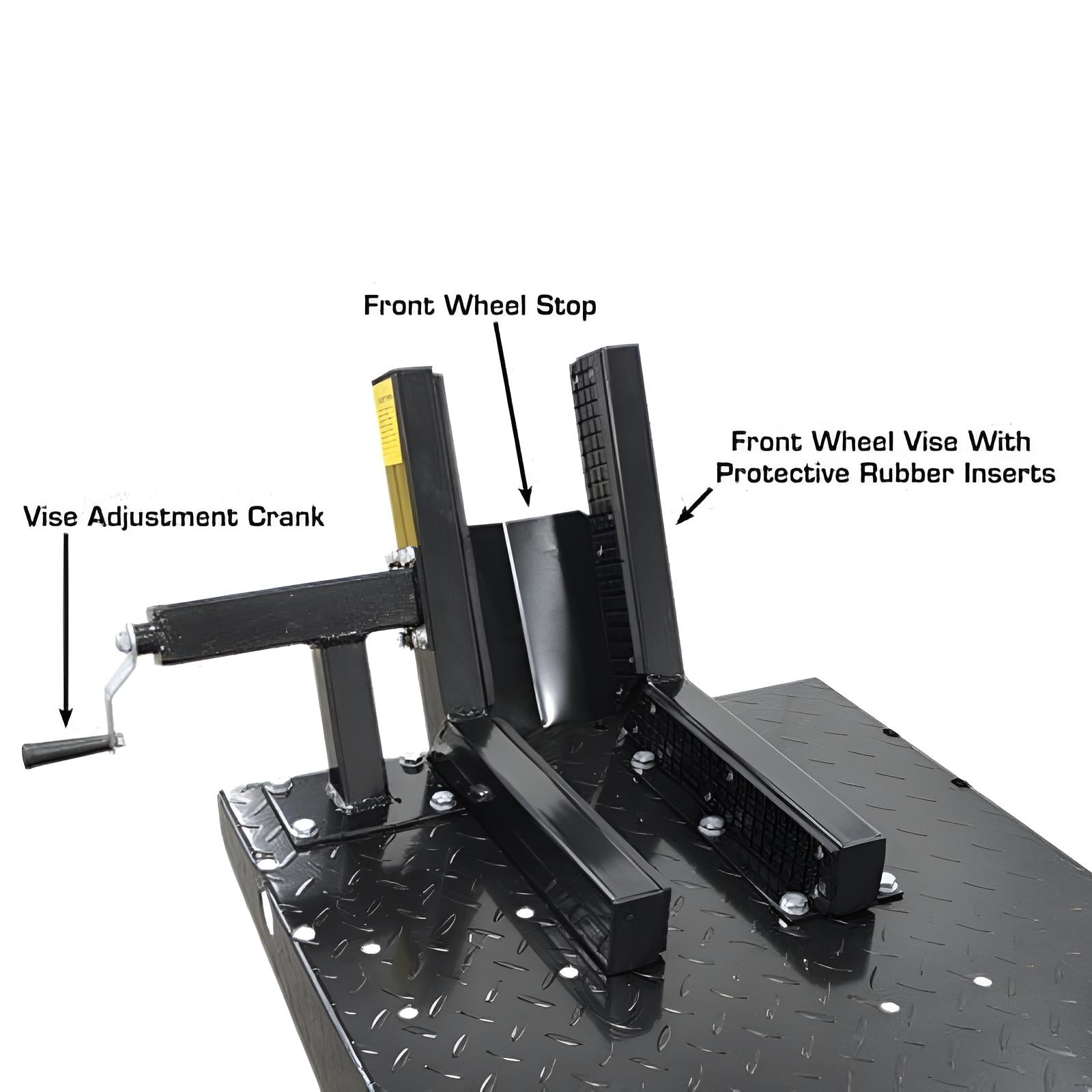 Atlas ACL Motorcycle Lift w/ Roller Plate Wheel Stoper View