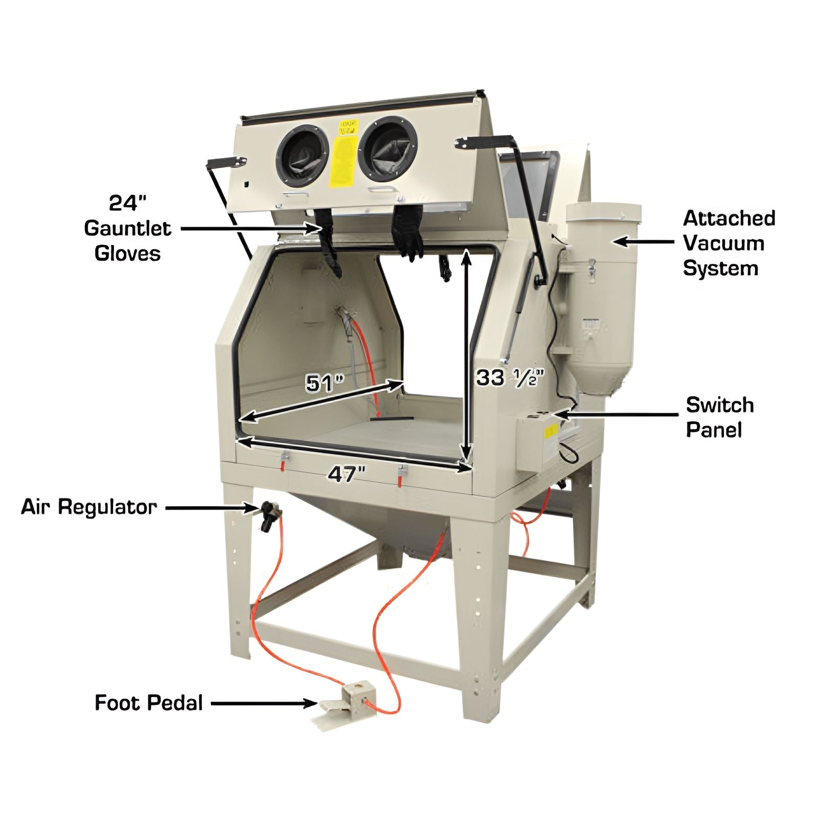 SBC1200 X-Large Sandblast Cabinet w/ Vacuum Open View