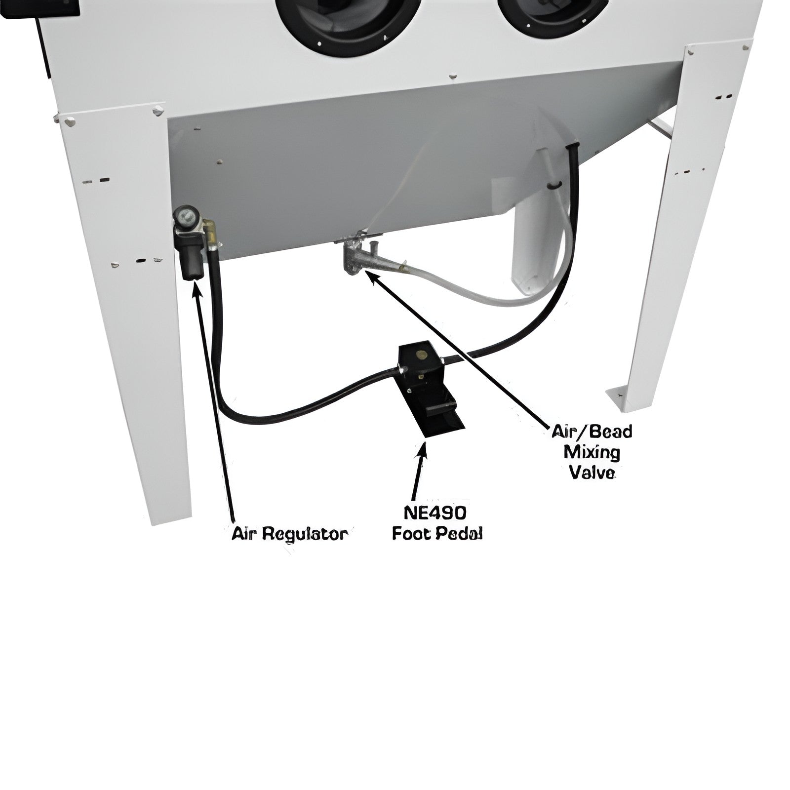 SBC420 Sandblast Cabinet w Vacuum Footer View