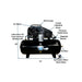 AF9P 7.5HP 120 Gallon Air Compressor Side View 