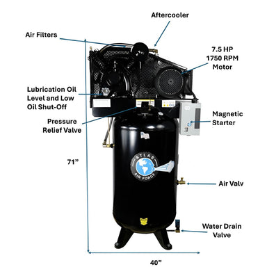 Atlas AF9P 7.5HP Parts with Label View