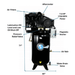 Atlas AF9P 7.5HP 80 Gallon Dimension View